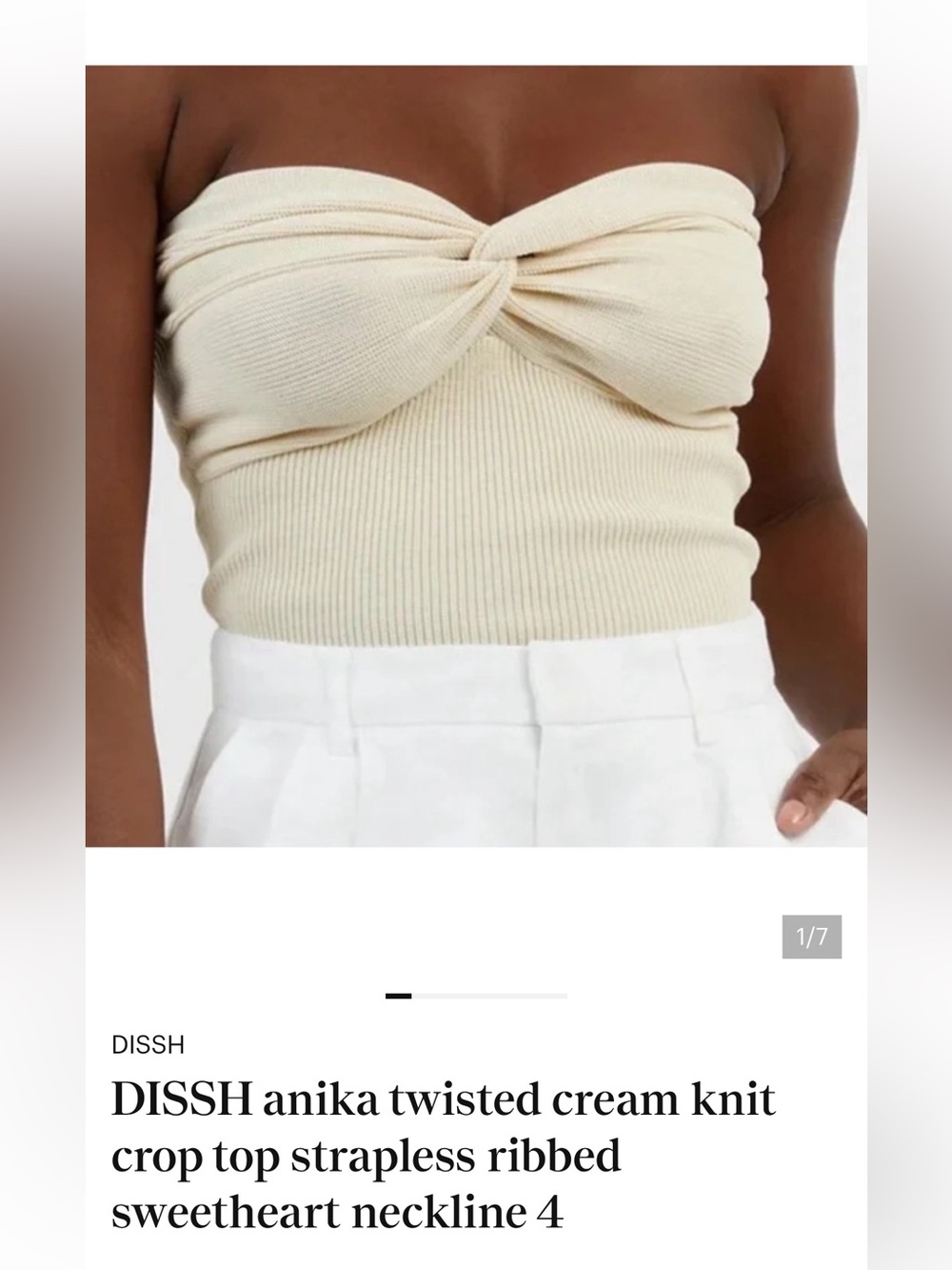 DISSH Cream Strapless knit Tube Top with Front Knot